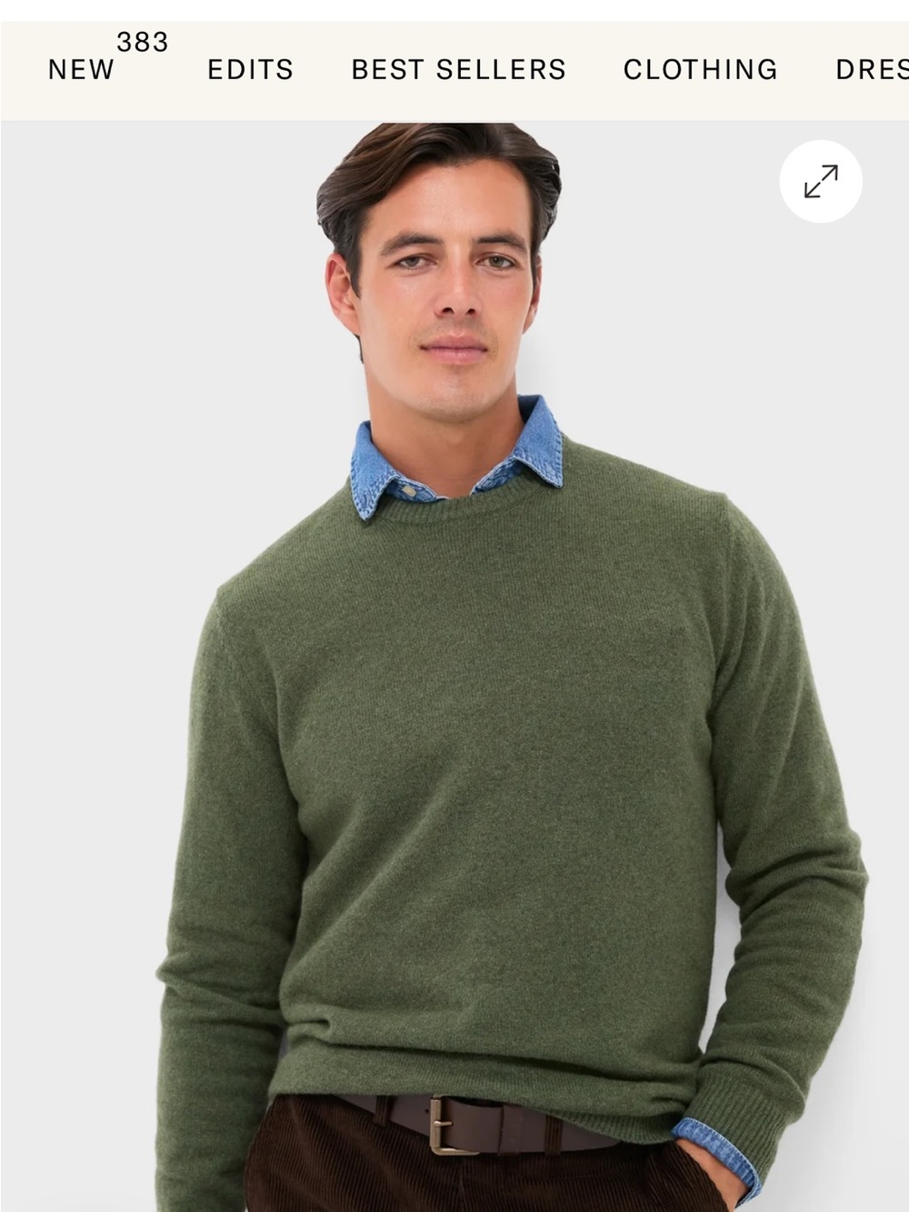 Barbour Olive Essential Patch Crew Neck Sweater